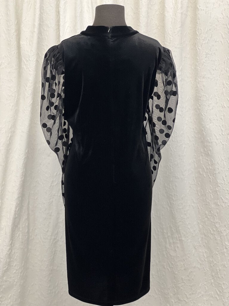 Est 1946 Short Velour Polka Dot Long Sleeve Dress (13671)