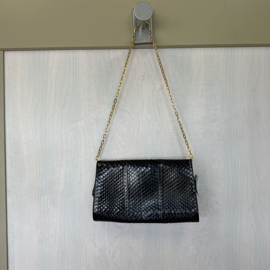 Vintage Black Snakeskin Clutch Crossbody