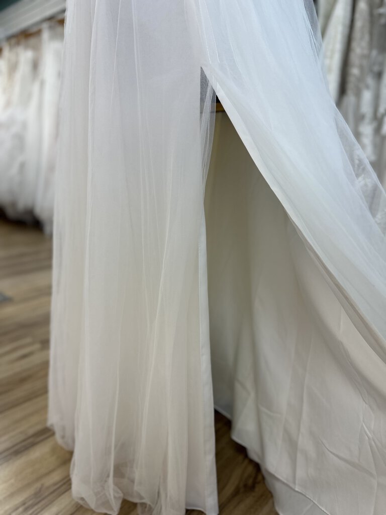 DB Studio Lace Bodice Tull Slit Skirt Bridal Gown 26W
