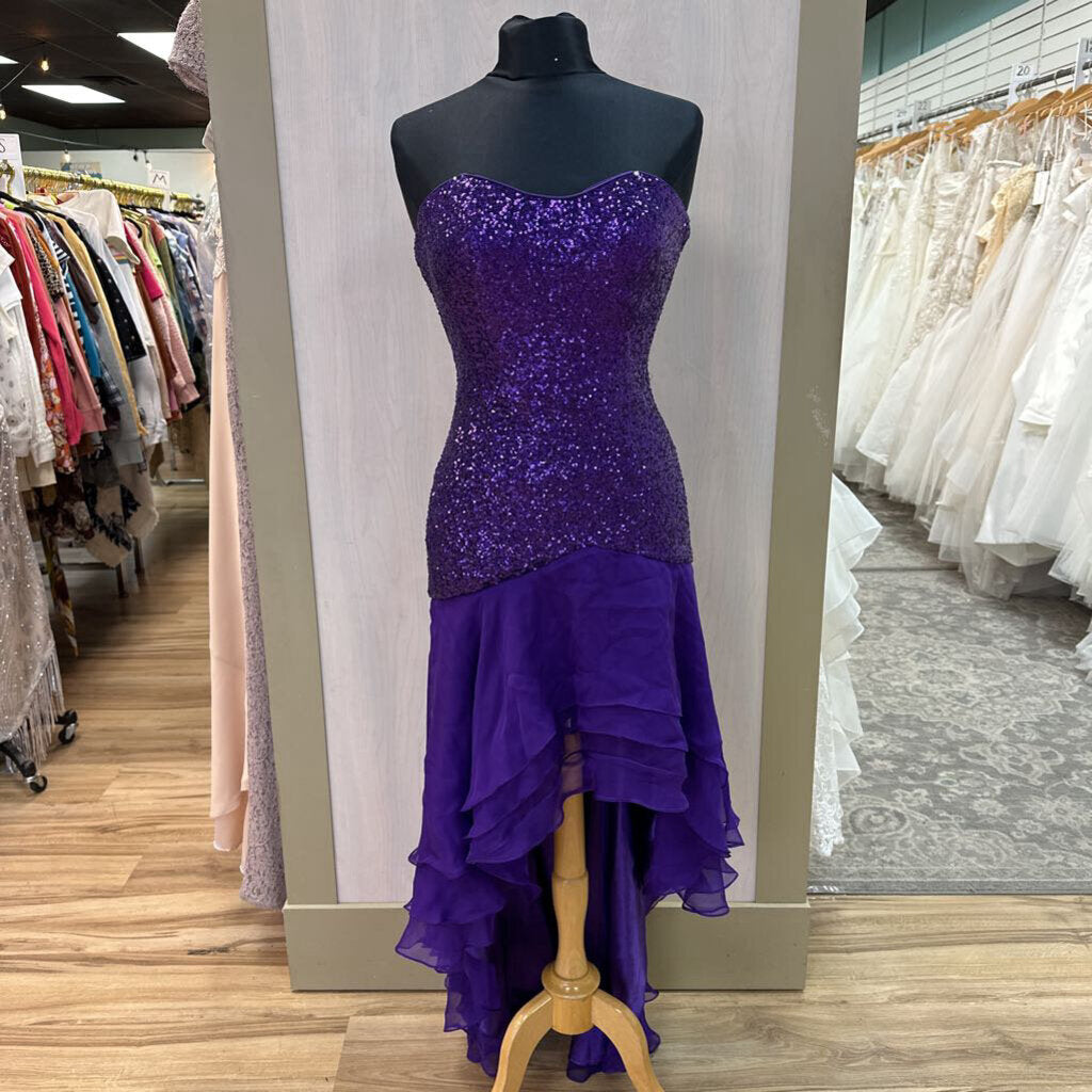 La Femme Sequin Top High Low Formal Dress 6
