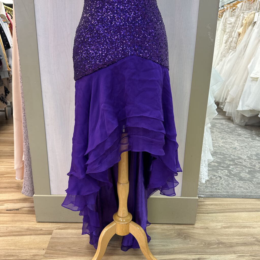 La Femme Sequin Top High Low Formal Dress 6