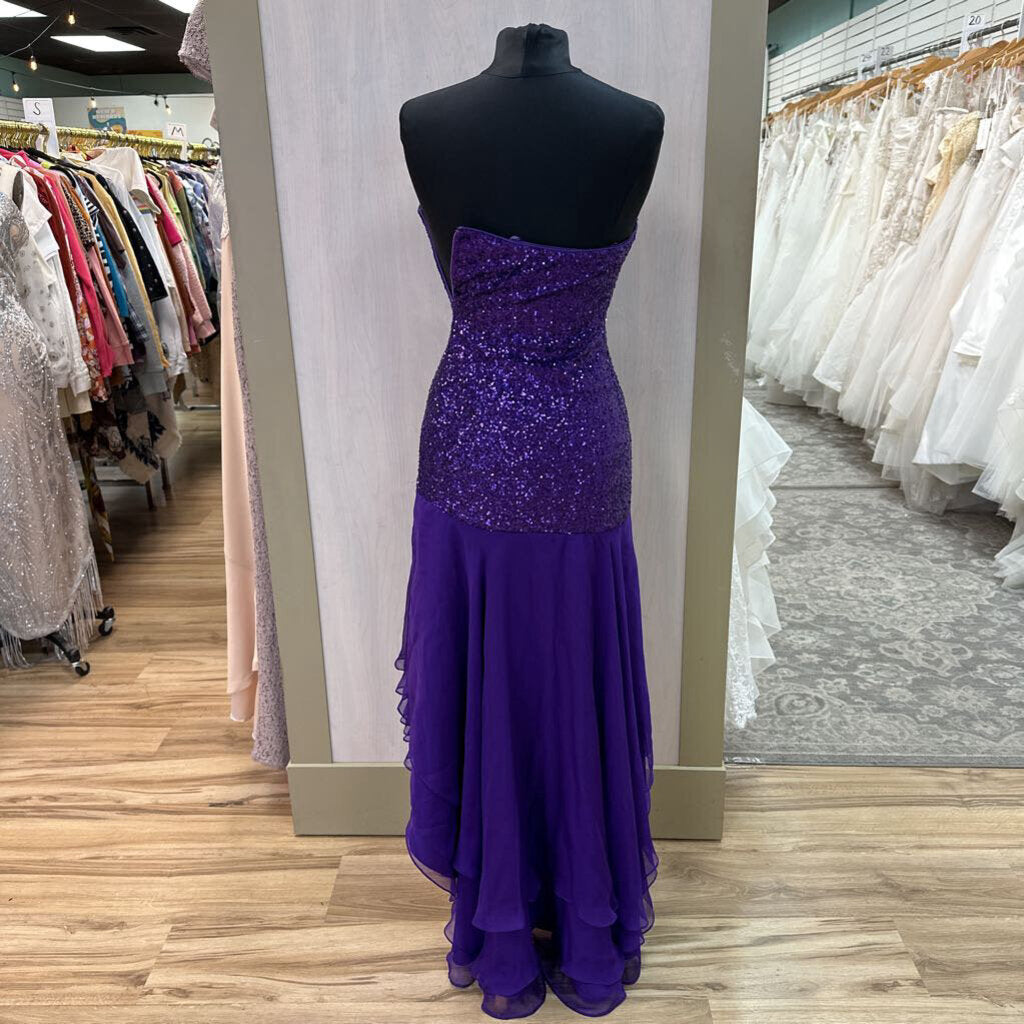 La Femme Sequin Top High Low Formal Dress 6