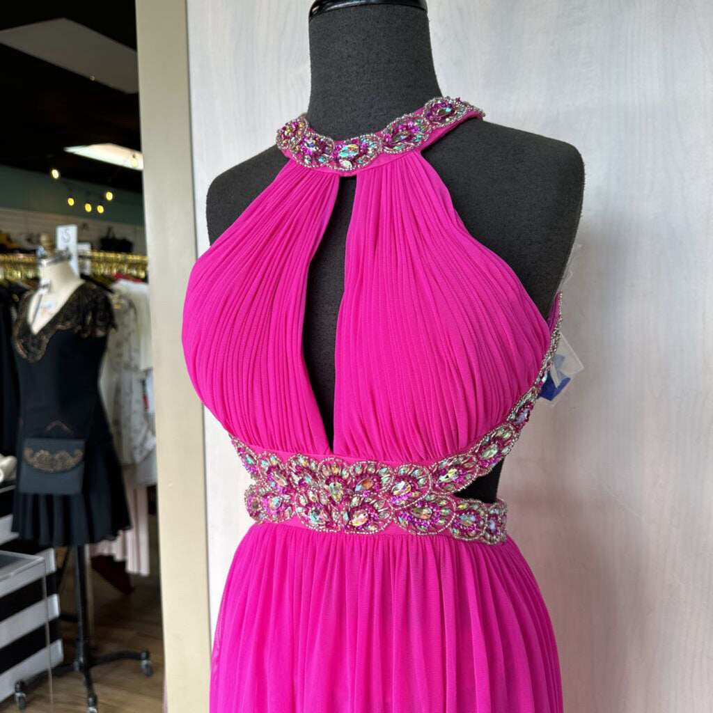 Tiffany Cut Out Halter Neck Long Formal 10