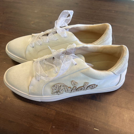 Betsey Johnson White Rhinestone Bride Sneakers 10