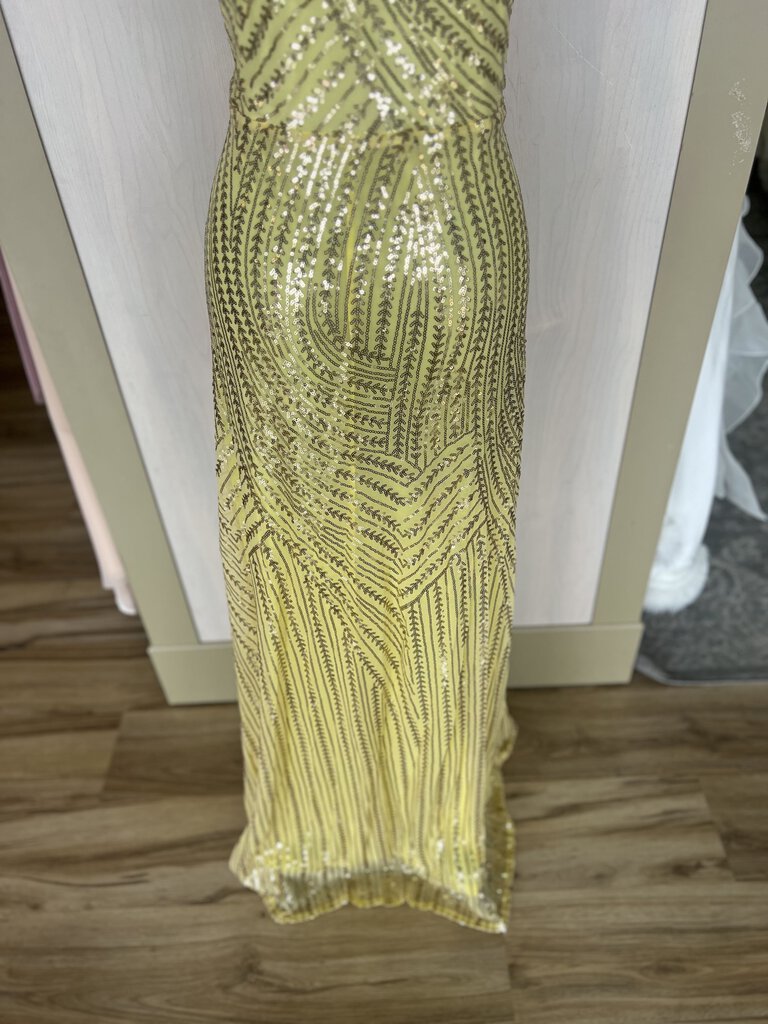 Yellow Sequin One Shoulder Formal 2XL