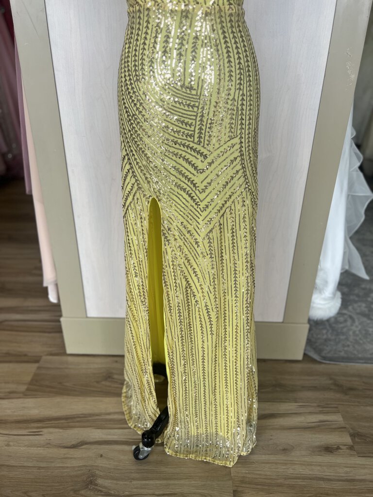 Yellow Sequin One Shoulder Formal 2XL