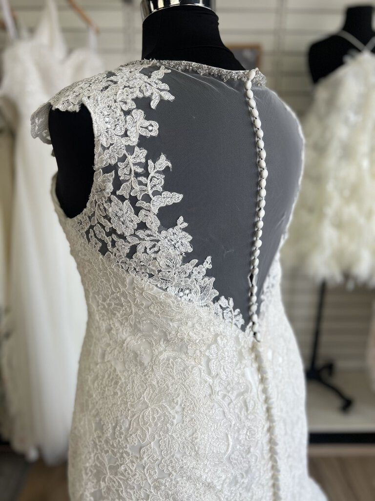 Allure Ivory Fit and Flare Wedding Gown with Illusion Neckline 24