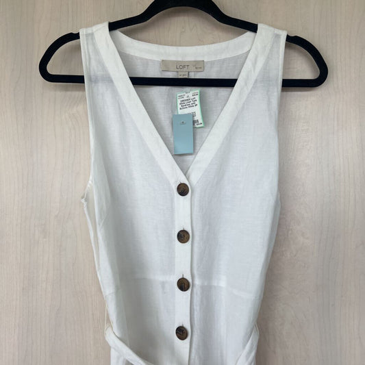White Linen Tank Sundress with Buttons