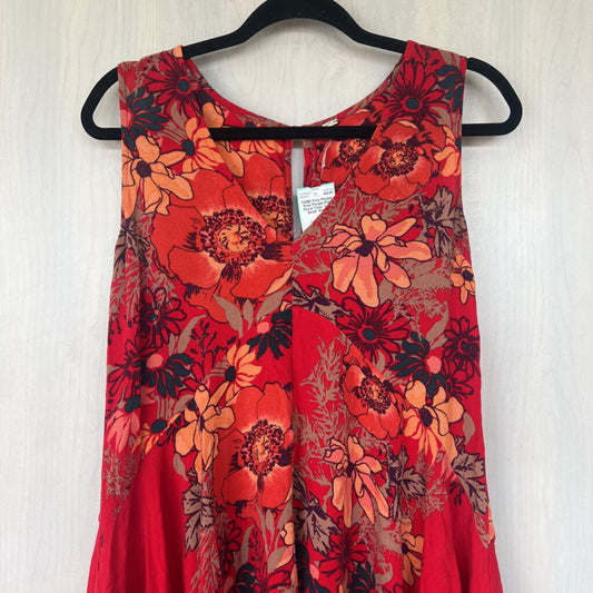 Free People Red Floral Tunic Tank Small