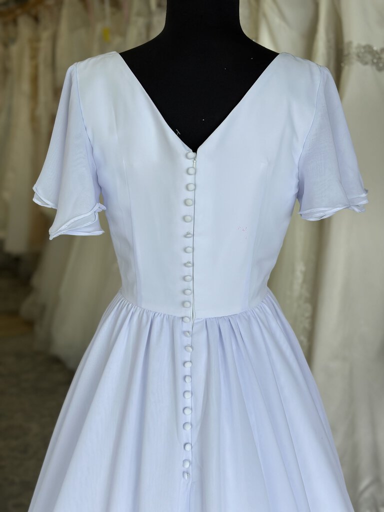 Lavender Chiffon Wedding Gown with Flutter Sleeves 10