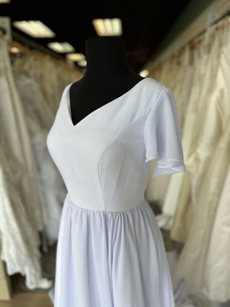 Lavender Chiffon Wedding Gown with Flutter Sleeves 10