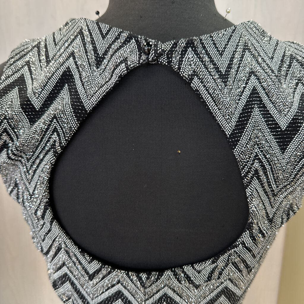Black/Silver Shimmer Geo Print Cocktail Small