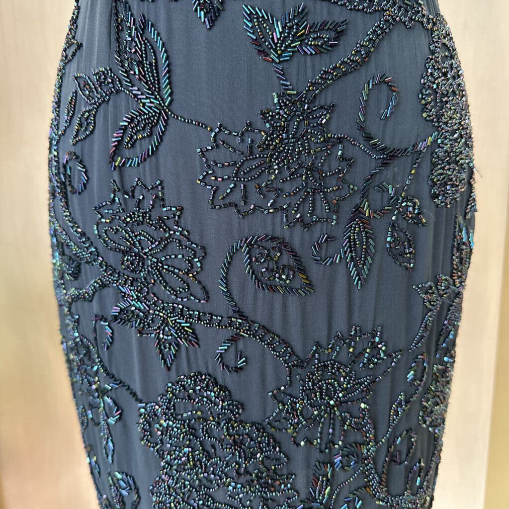 Navy Beaded Short Cocktail Dress Vintage 6