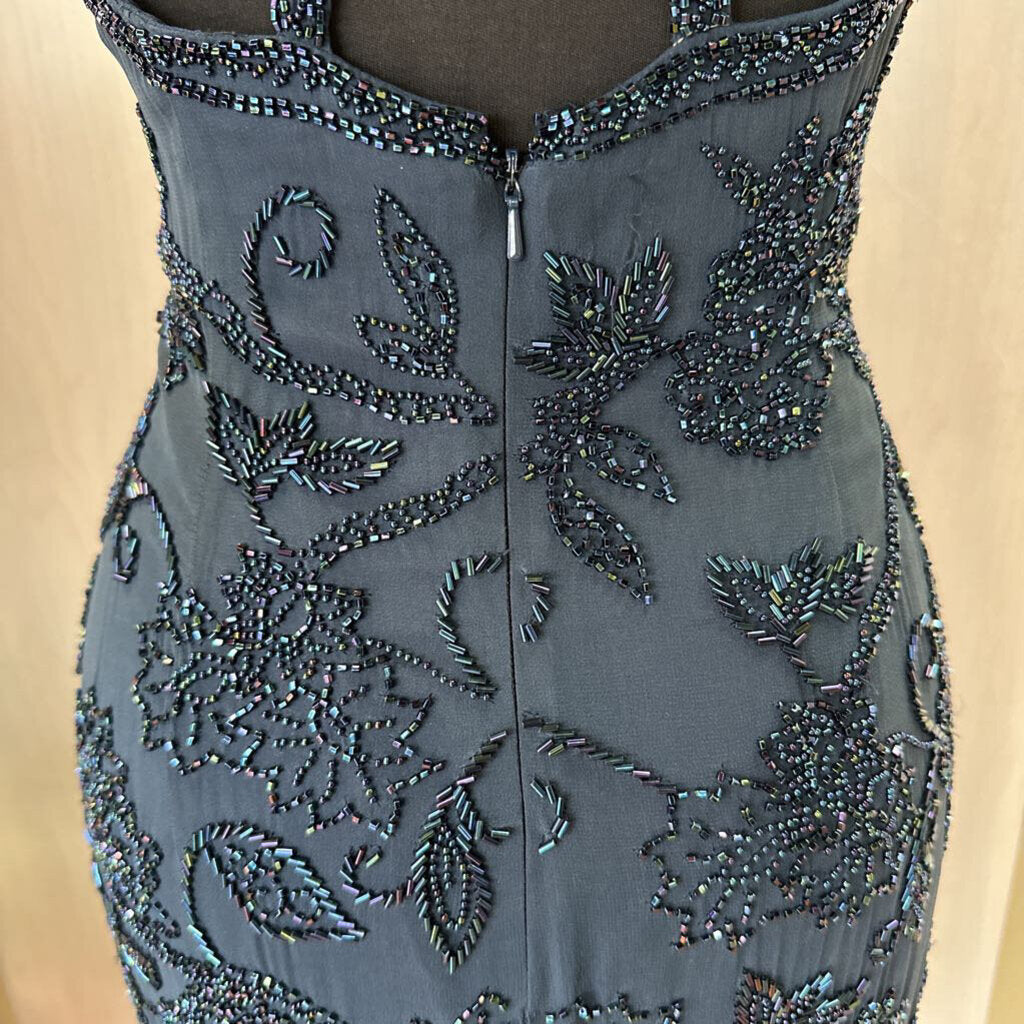 Navy Beaded Short Cocktail Dress Vintage 6