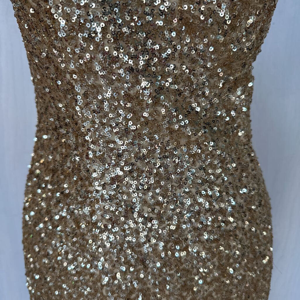 Milano One Shoulder Sequin Mini Dress Small