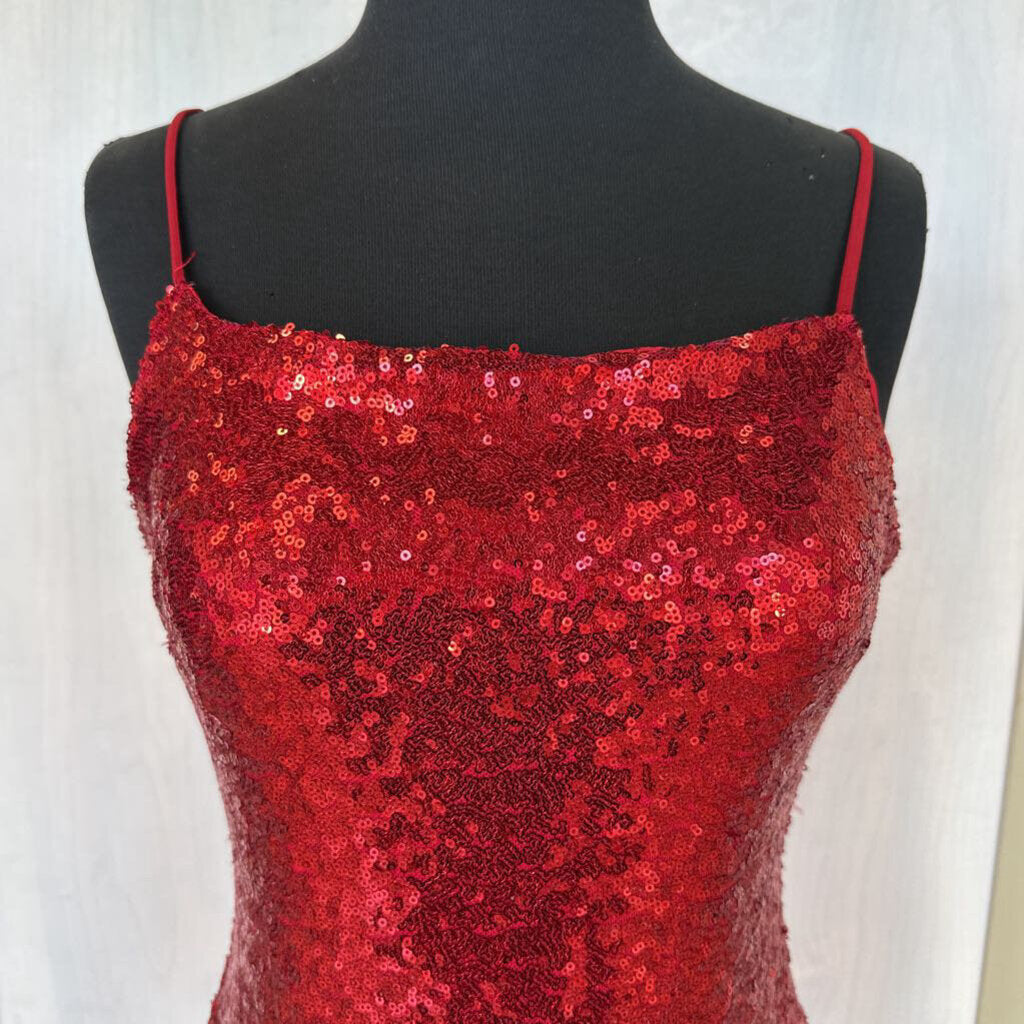 Red Sequin Mini Dress Large