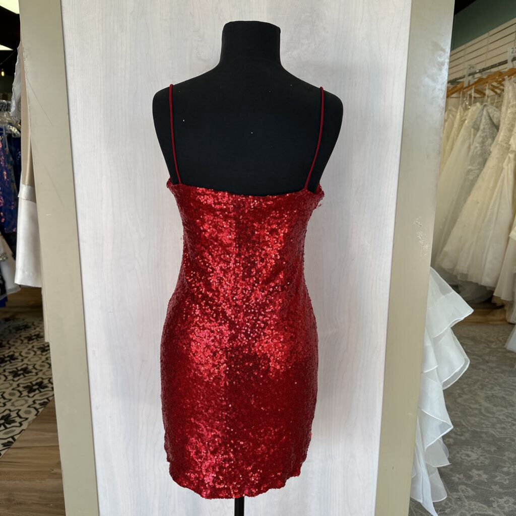 Red Sequin Mini Dress Large