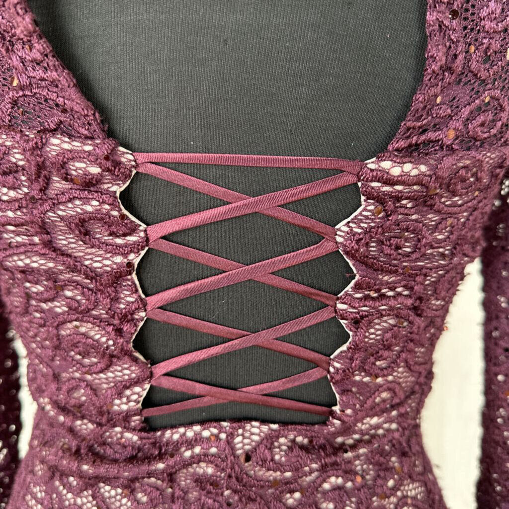 Long Sleeve Sequin Lace Mini Dress 0