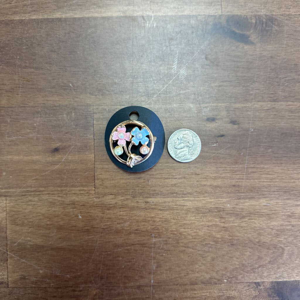 Pink/ Blue Flower Pin
