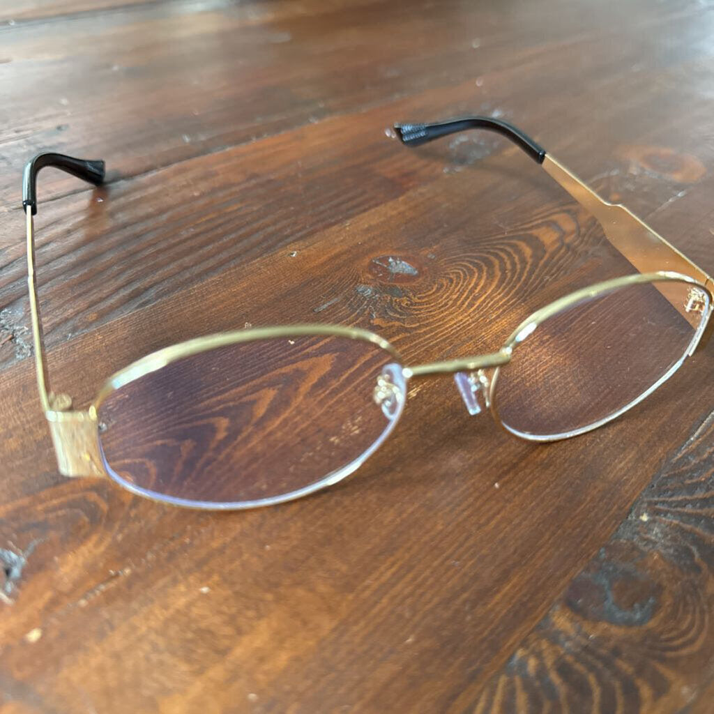 Gold Frame Oval Sunglasses Clear Lens