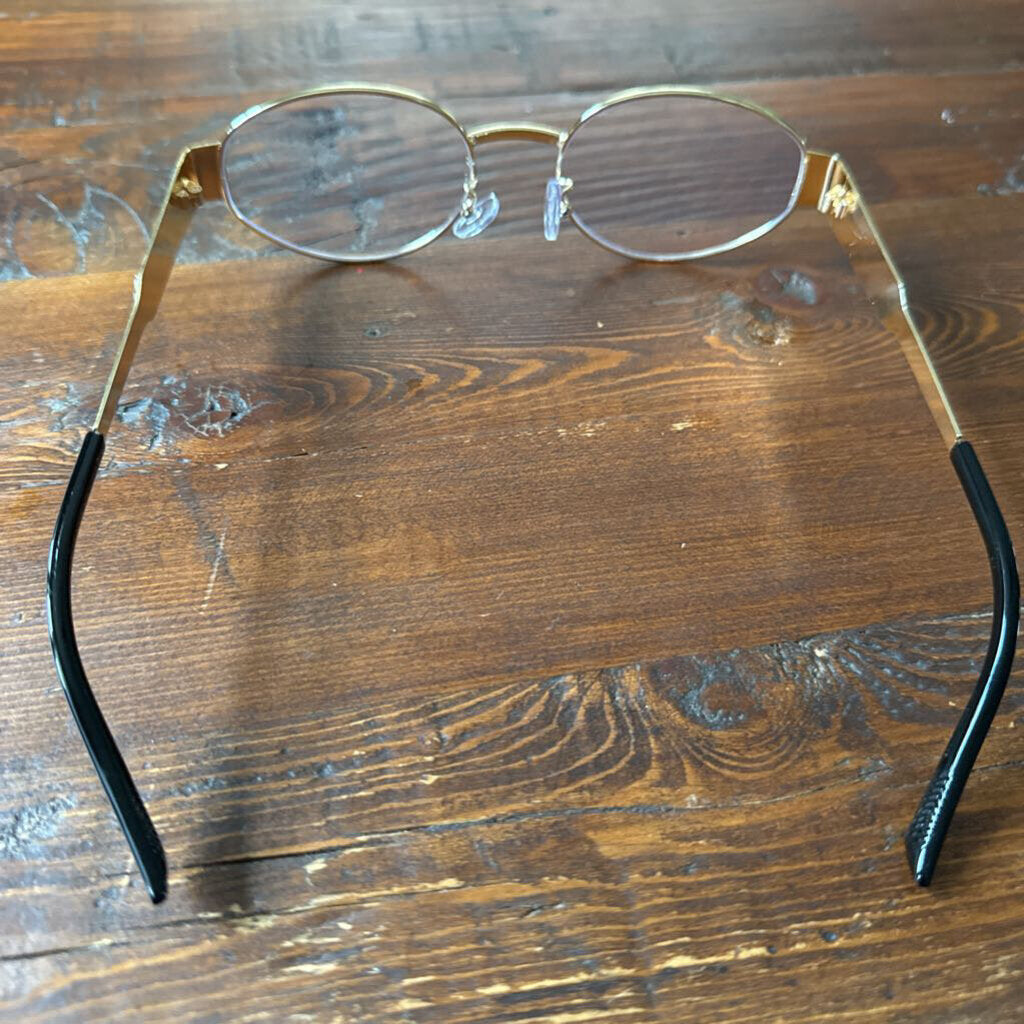 Gold Frame Oval Sunglasses Clear Lens