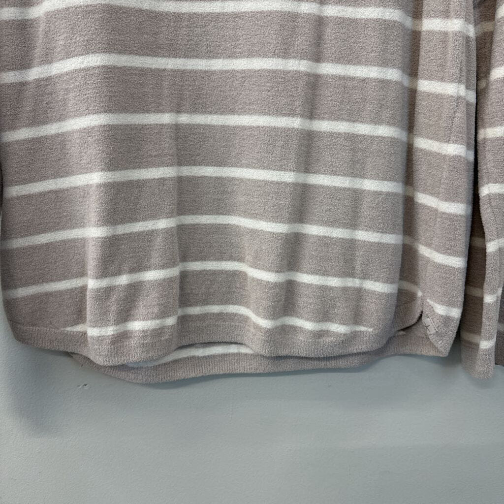 Barefoot Dreams Beige/ Cream Striped Crewneck Pullover Large