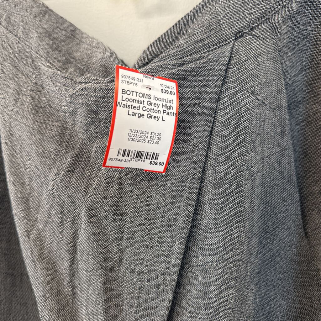 Loomist Grey High Waisted Cotton Pants Large