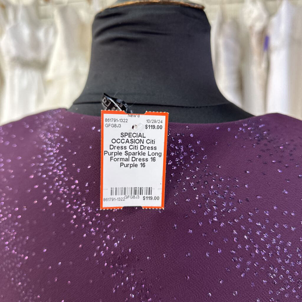 Citi Dress Purple Sparkle Long Formal Dress 16