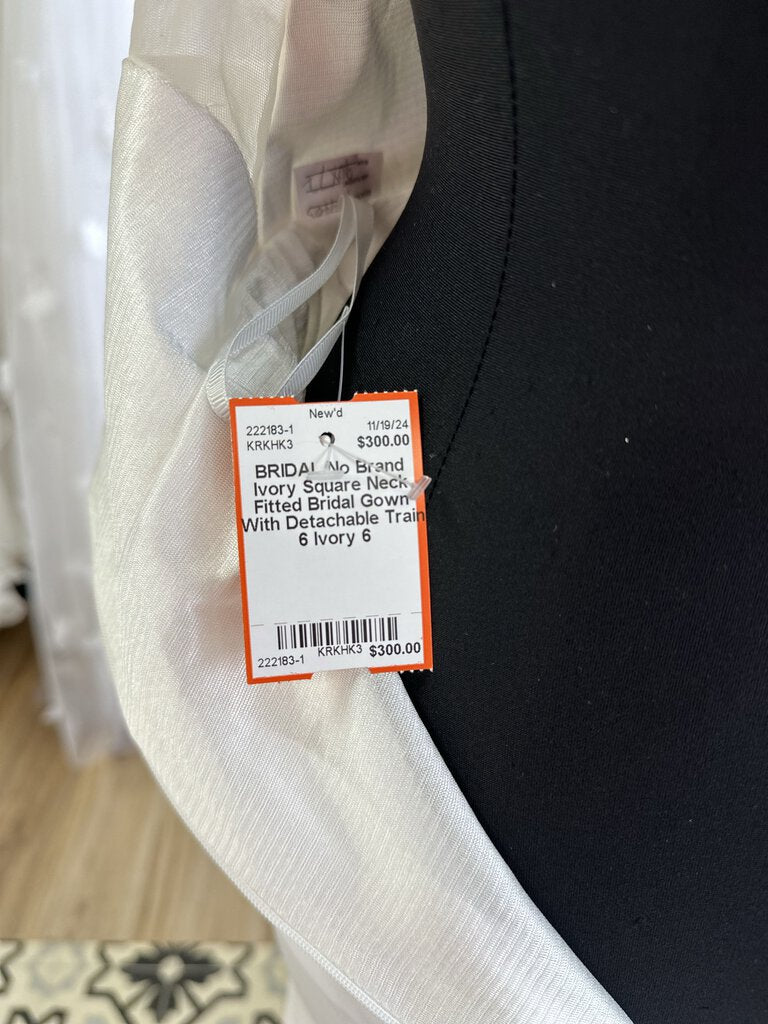 Ivory Square Neck Fitted Bridal Gown 6