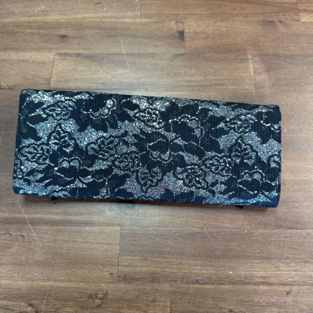 Hollywould Black/ Silver Sparkle Bow Clutch