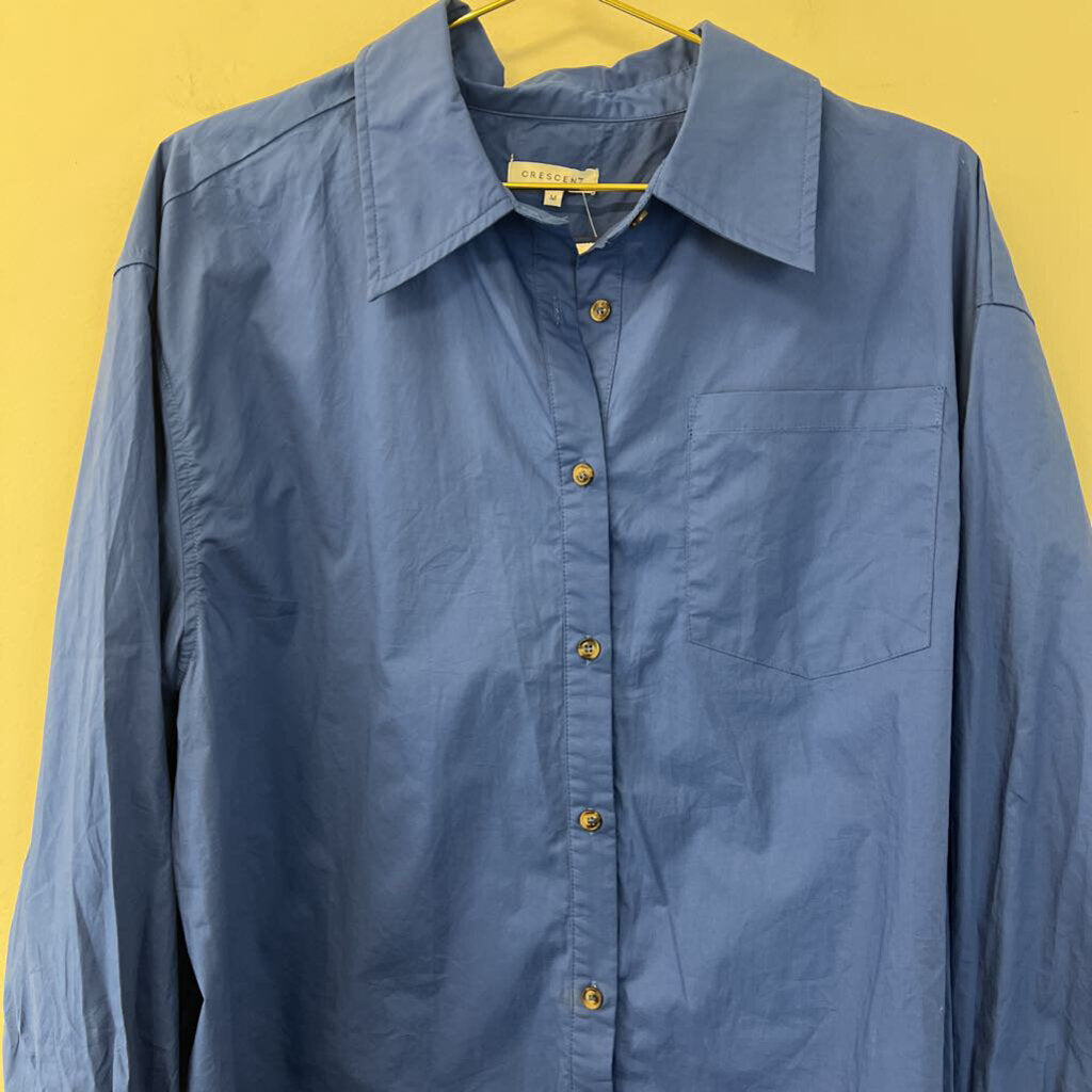 Crescent Blue Long Sleeve Button Down Top/ Shorts Set Medium