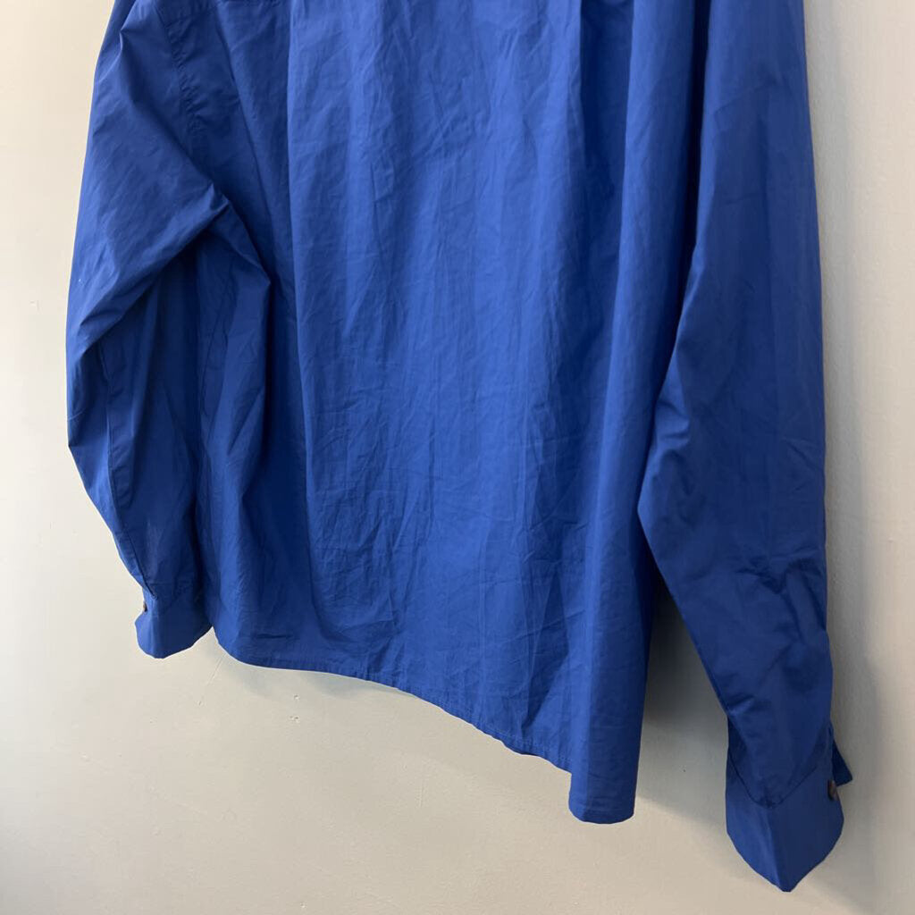 Crescent Blue Long Sleeve Button Down Top/ Shorts Set Medium