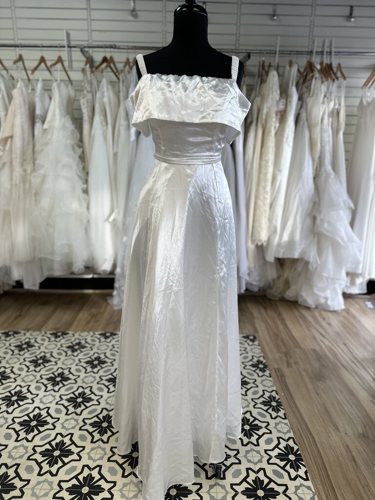 Lulus Shiny Satin Off The Shoulder Bridal Dress Medium