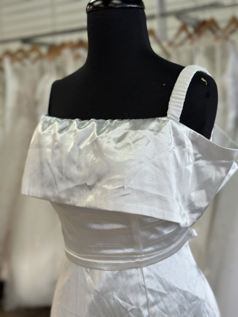 Lulus Shiny Satin Off The Shoulder Bridal Dress Medium