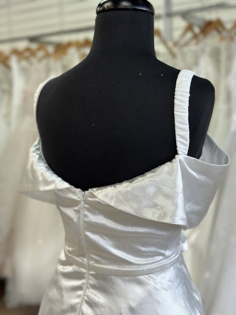 Lulus Shiny Satin Off The Shoulder Bridal Dress Medium