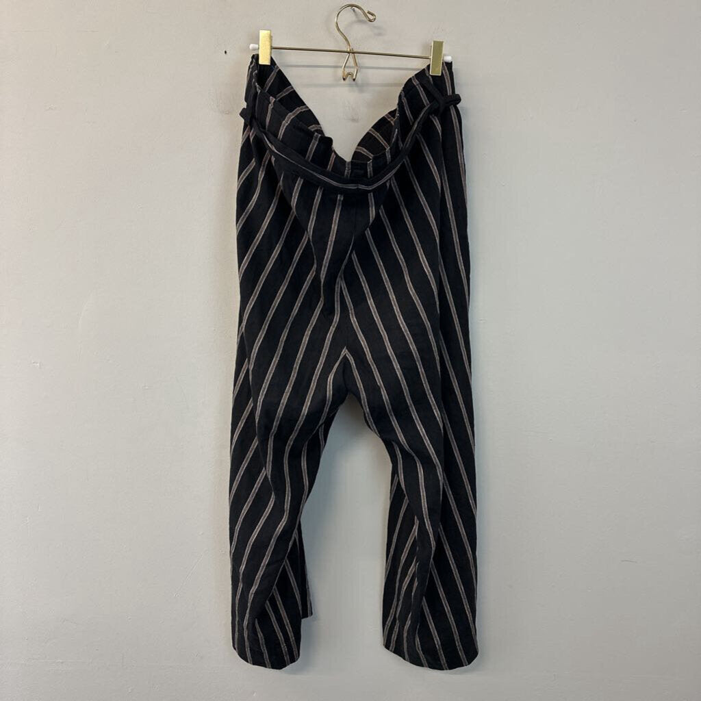 J Jill Black/ Brown Striped Wide Leg Pants Large