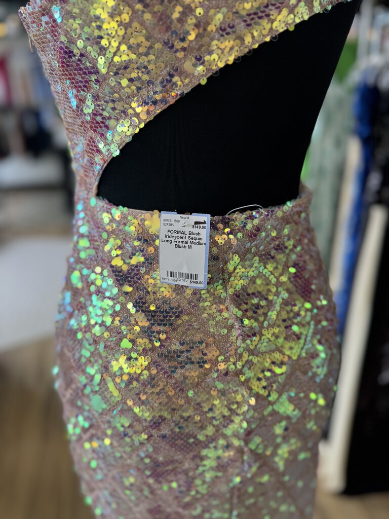 Blush Iridescent Sequin Long Formal Medium