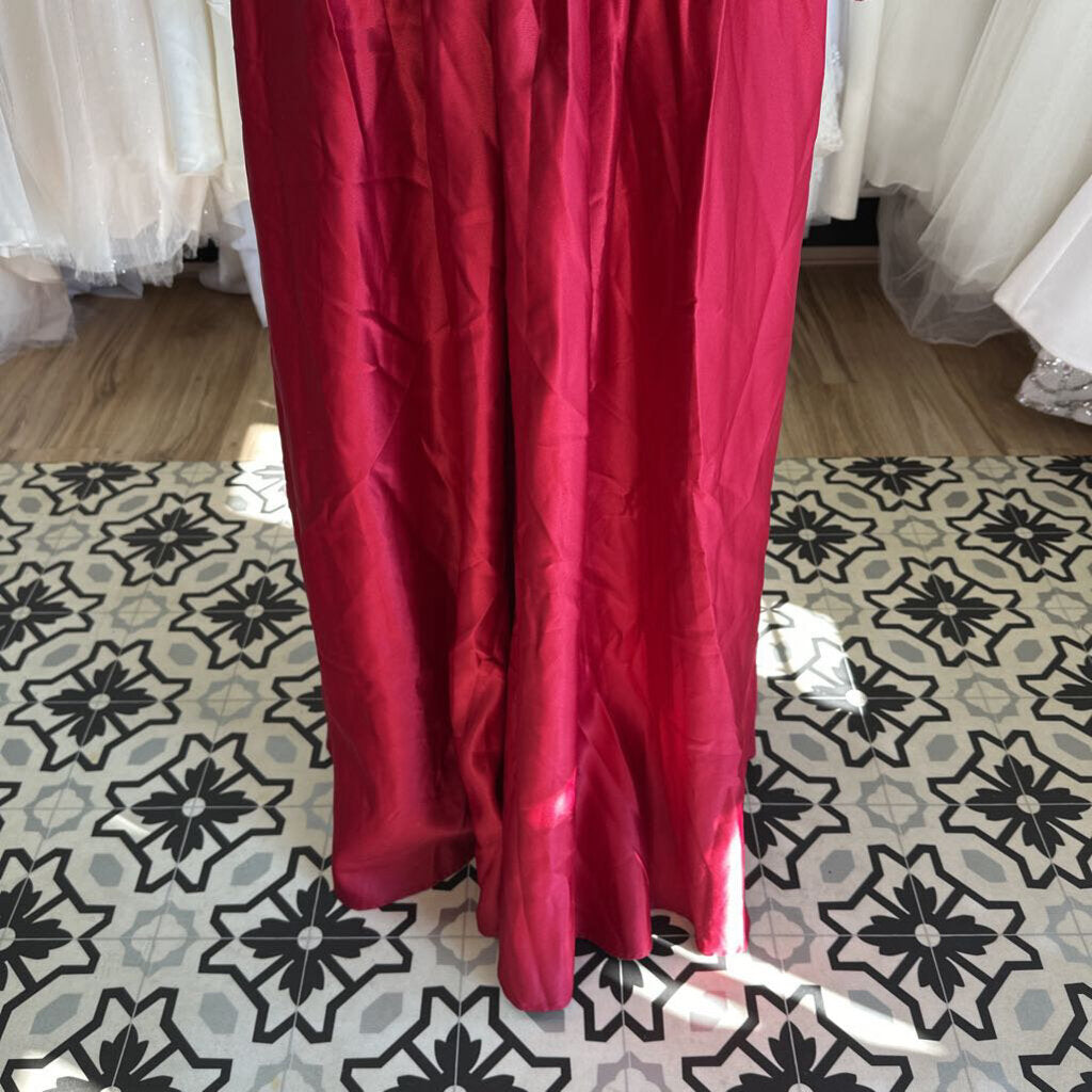 Red Sequin Long Sleeve Top Long Formal Dress Small