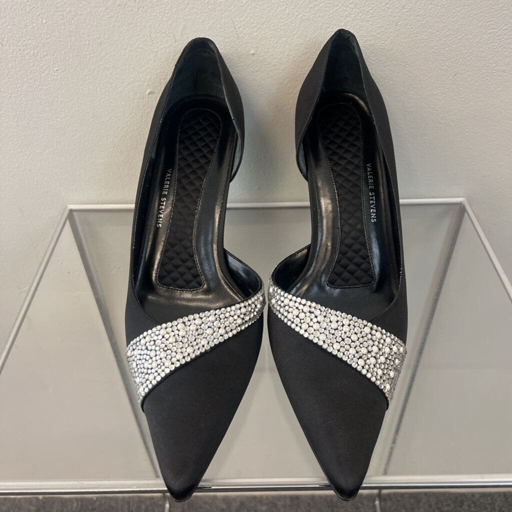 Valerie Stevens Black Embellished Pump Heels 9.5