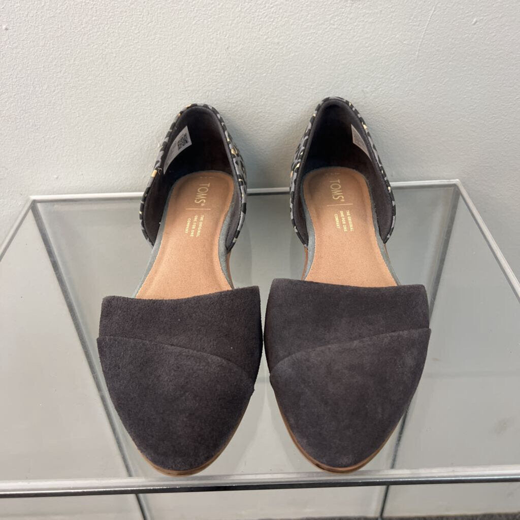 Toms Grey Point Toe Slip On Flats 7.5