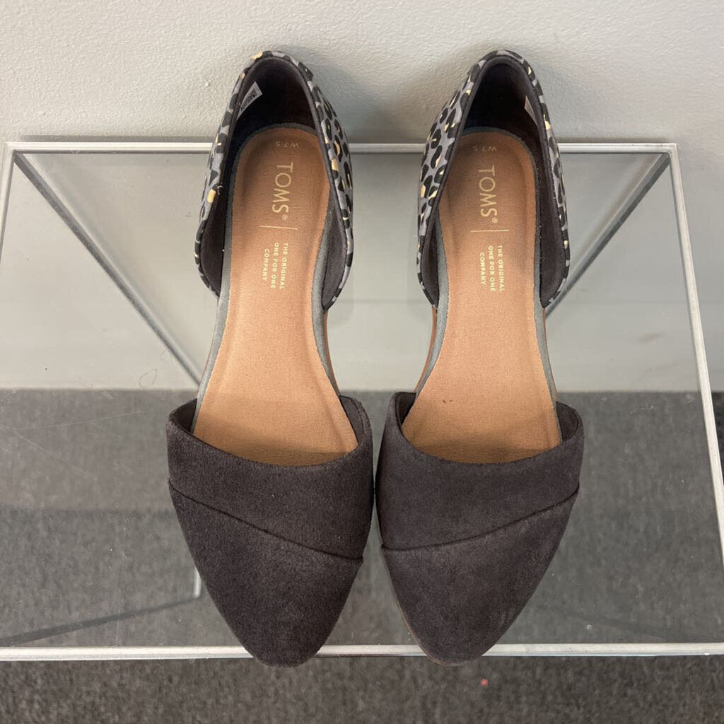 Toms Grey Point Toe Slip On Flats 7.5
