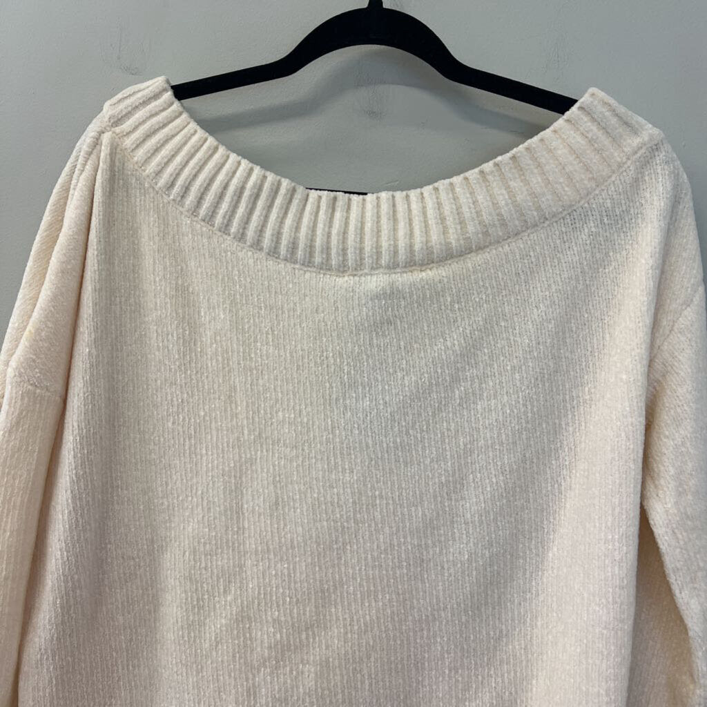 Three Dots Cream Soft Long Sleeve Off Shoulder Sweater Medium