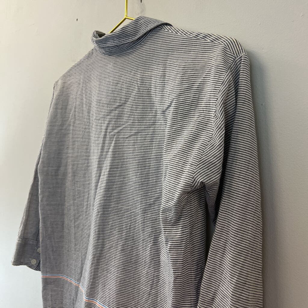 J Crew Grey/ White Striped Henley Top XXS