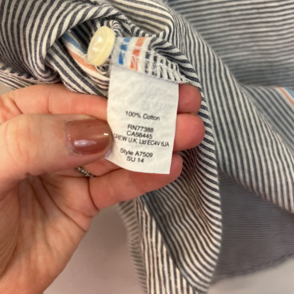 J Crew Grey/ White Striped Henley Top XXS