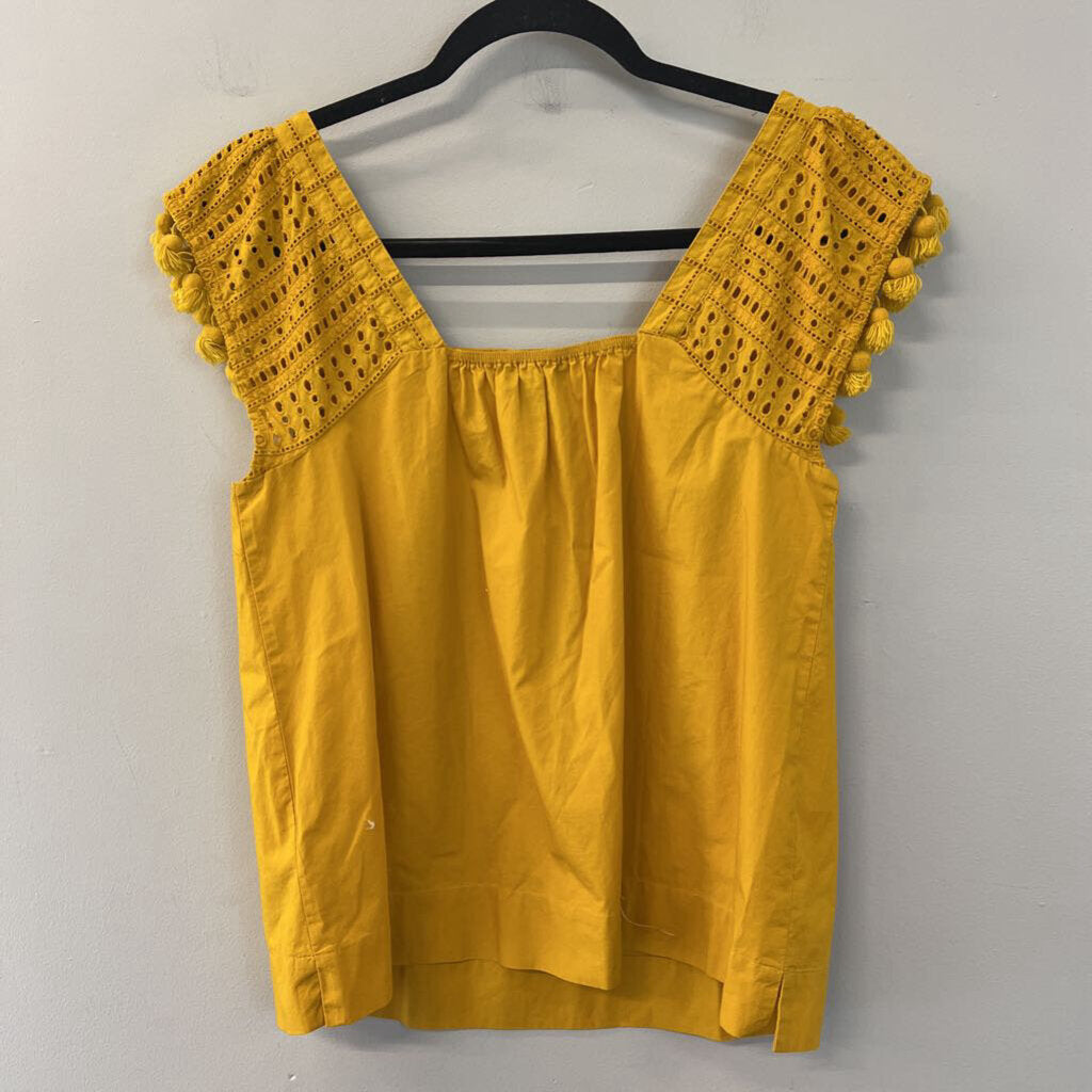 J Crew Yellow Eyelet/ Tassel Sleeve Top 2