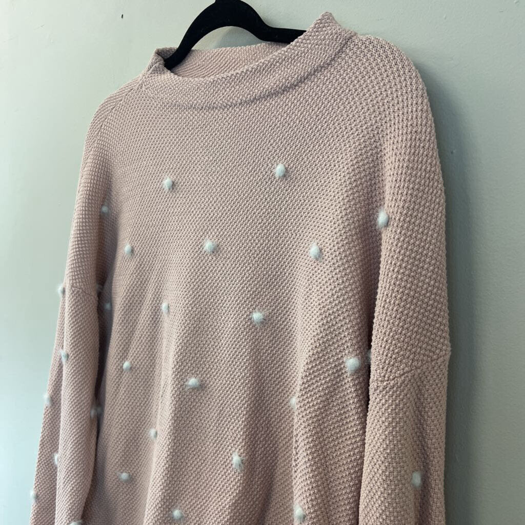 Tribal Jeans Pink/ White Pom Pom Detail Sweater Extra Large