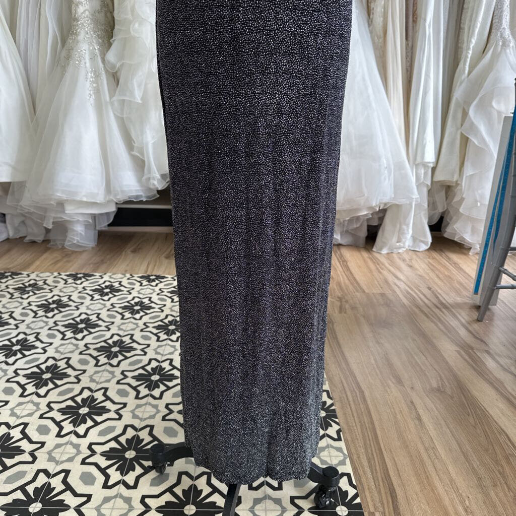 Y2K City Triangles One Shoulder Glitter Long Formal Dress Medium