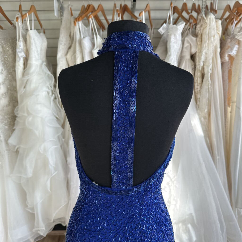 Vintage Oleg Cassini Full Beaded Halter Long Formal 6