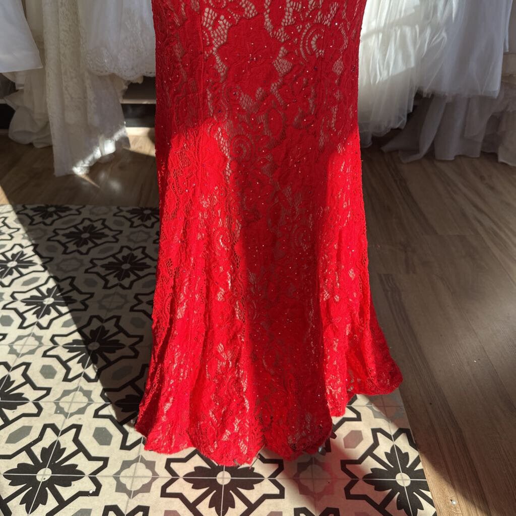 Val Stefani High Neck Lace Fitted Formal Dress 2