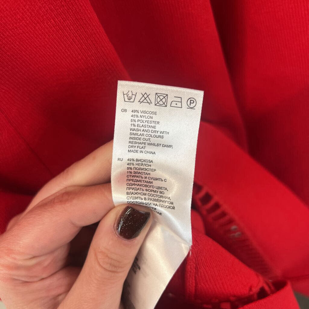 Reiss Red Fit and Flare 3/4 Sleeve Dress 4